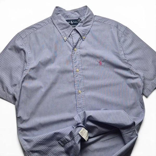 [BUNJANG] Polo Ralph Lauren Striped Half Shirt - Size M / [3일간 20%할인] [M] 폴로 랄프로렌 스트라이프 하프셔츠
