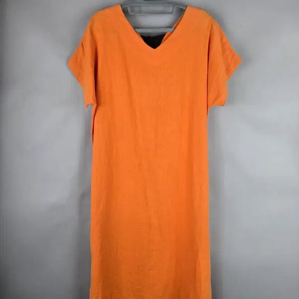 [BUNJANG] The Seam Linen 100% Dolman V-Neck Loose Fit Long Dress / [무료배송]더시크엠 F 린넨 100% 가오리 돌먼 V넥 루즈핏 롱 원피스
