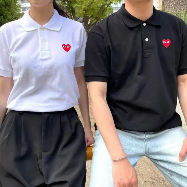 [BUNJANG] Comme des Garçons Logo Collar T-Shirt Black/White / 꼼데가르송 카라티셔츠 블랙/화이트