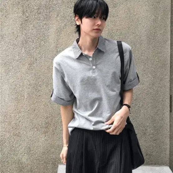 [BUNJANG] What A Look COS Henryneck Collar Roll-up T-Shirt / 왓어룩 코스 헨리넥 카라 롤업 티셔츠