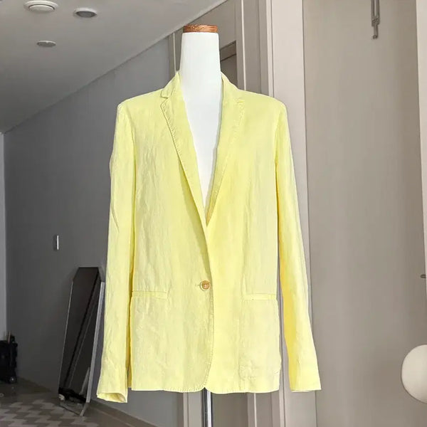 [BUNJANG] Massimo Dutti Light Yellow Linen/Cotton Jacket / 마시모두띠 연노랑 린넨/코튼 자켙