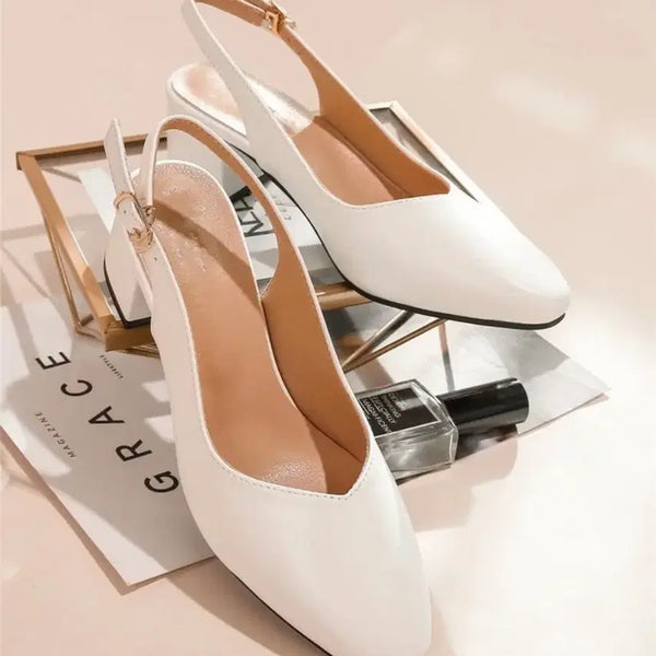 [BUNJANG] Modern White Slingback Heels Size 240 / 모던한 화이트 슬링백 힐 240