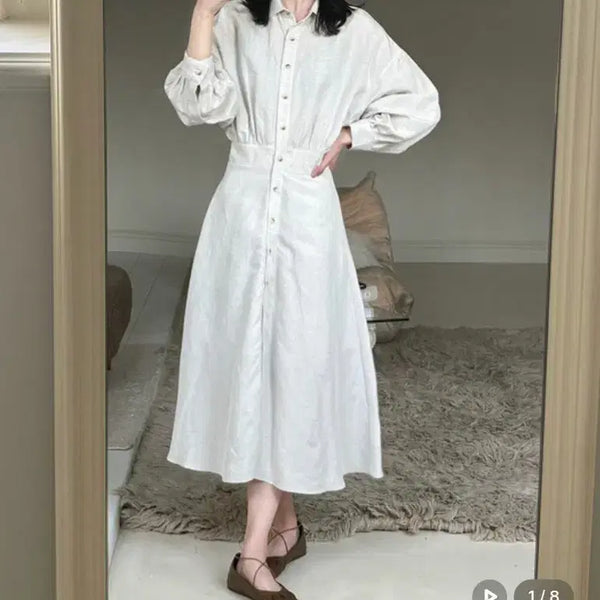 [BUNJANG] Fabricology Natural Robe Dress / 패브릭컬러지