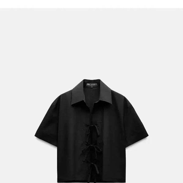 [BUNJANG] ZARA Ribbon Oxford Shirt / 하객룩 자라 리본 옥스퍼드 셔츠