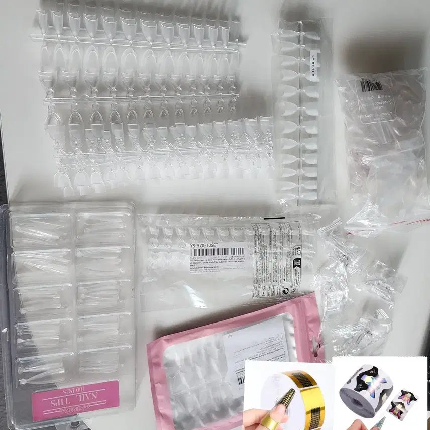 [BUNJANG] Nail Extension Kit - Half Cover Nail Tips & Forms / 연장용 네일 일괄/ 폼지 하프커버 네일팁 네일아트 손톱연장