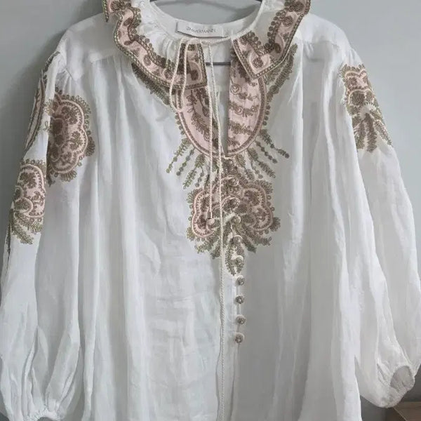 [BUNJANG] Zimmermann Embroidered Ramie Blouse 1006TSS243 / 짐머만 자수 라미 블라우스 1006TSS243 ZIMMERMANN