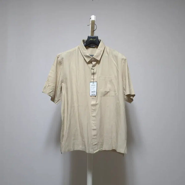 [BUNJANG] Fahrenheit Men's Solid Short Sleeve Shirt Beige (New) / (95) 파렌하이트 남성 솔리드 반팔 셔츠 베이지 (새옷)