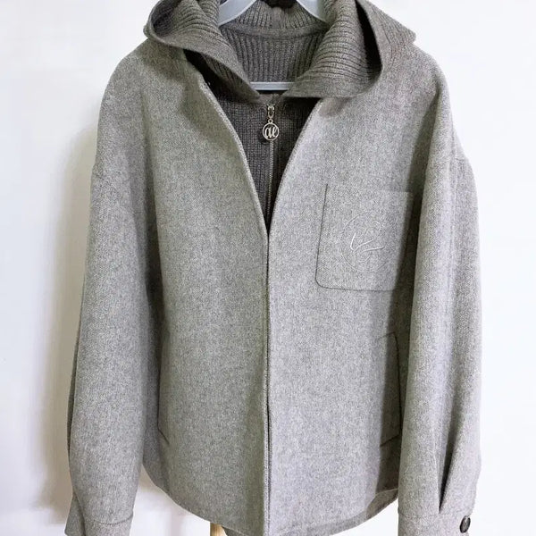 [BUNJANG] Alto Women's Ribbed Hood Wool Jacket / 몽빈티지(55~77)알토여자골지후드루즈핏울자켓