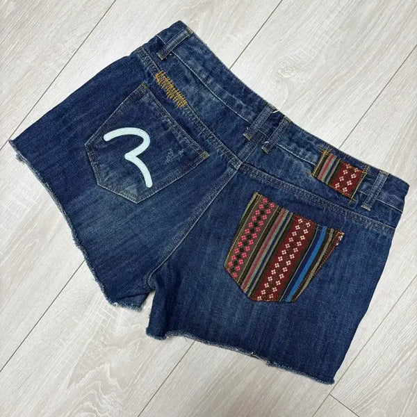 [BUNJANG] Evisu Men's Size 29 Distressed Boro Denim Shorts / EVISU 에비수 반바지