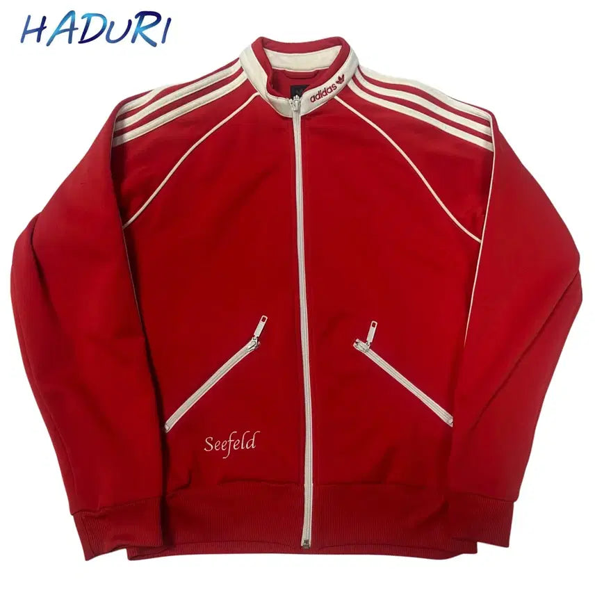 [BUNJANG] Adidas 00s Neck Logo Three-Stripes Red Track Top Jersey M / 아디다스 00s 넥로고 삼선 레드트랙탑져지 M