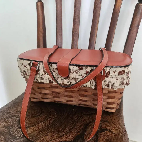 [BUNJANG] Floral Lined Rattan Tote Shoulder Bag / 당일발송)여름가방.핸드백.라탄백