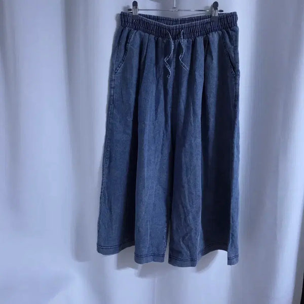 [BUNJANG] Summer Wide-Leg Loose Jeans / 여름 후들 밴딩 통큰청바지 새옷 (사이즈좋음)