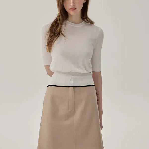 [BUNJANG] Michaa Cotton Silk Round Neck Knit - Peach, Size 55 / (새상품) 미샤 michaa 코튼 실크 라운드넥 니트