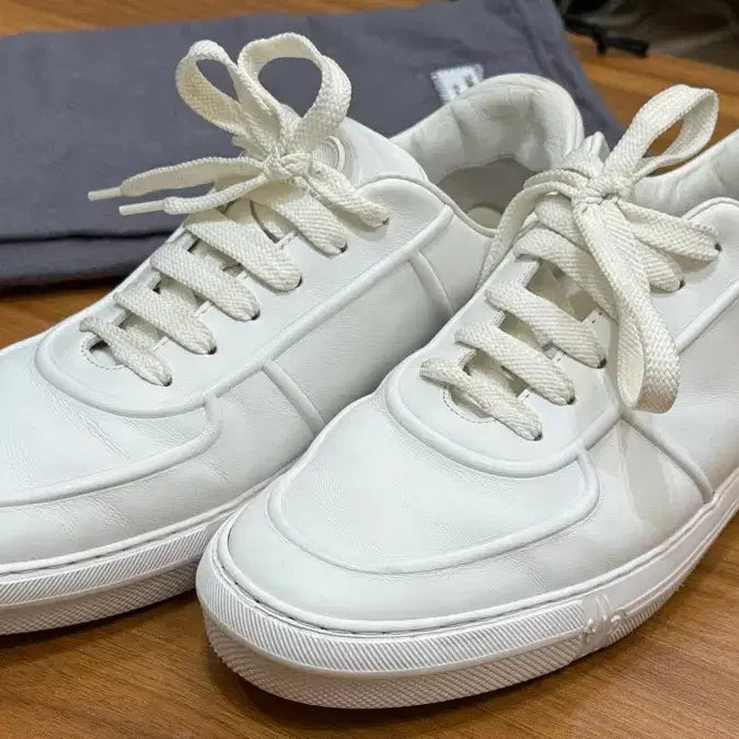 [BUNJANG] Moncler White Leather Sneakers Size 43 / 몽클레르 몽클레어 화이트 레더 스니커즈 운동화 43 265~275 uk