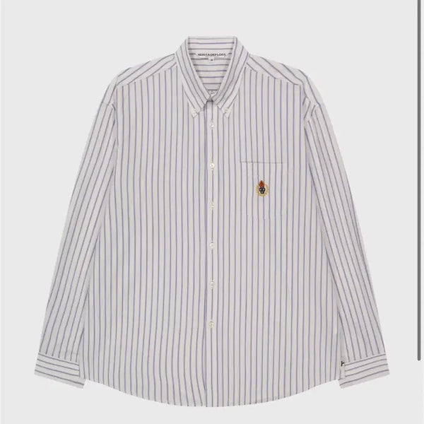 [BUNJANG] Heritagefloss Crest Washed Stripe Shirt / [헤리티지플로스] CREST WASHED STRIPE SHIRT