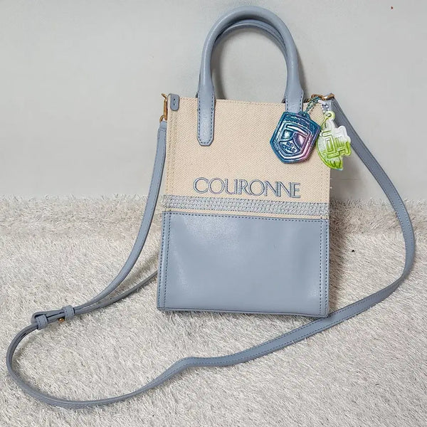 [BUNJANG] Couronne Eclat Mini Tote 18 Canvas Bag (Dust Blue) - Includes Authenticity Card / [정품] 쿠론 에클라 미니 토트 18 캔버스백 더스트블루 보증서포함