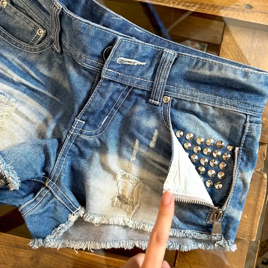 [BUNJANG] Y2K Stud Point Denim Hotpants / y2k 오네갸루 스터드 포인트 데님 핫팬츠