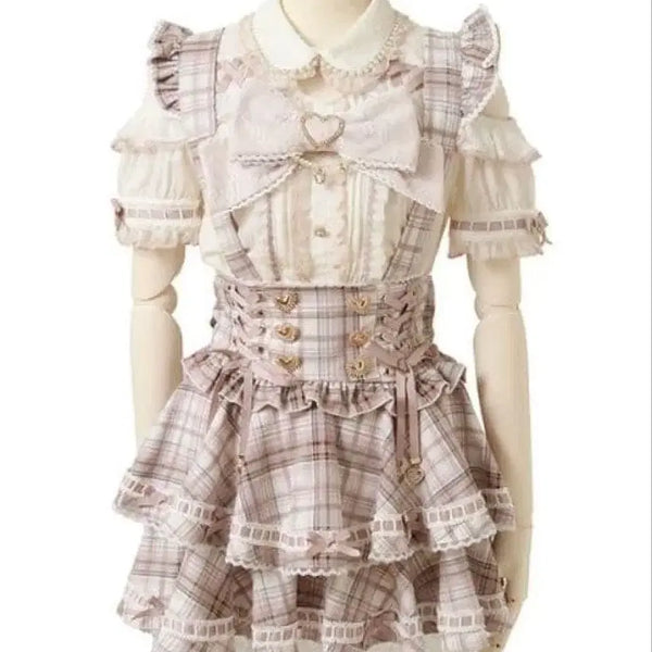 [BUNJANG] Liz Lisa Suspender Tiered Skirt with Shorts / 리즈리사 사다리 서스펜더 티어드 스커트 스카판 양산형 양지뢰 서브컬쳐