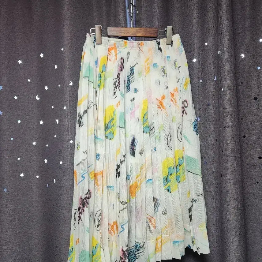 [BUNJANG] System Graffiti Pattern Unbalanced Pleated Long Skirt / 한섬 시스템 그래피티 패턴 언블 플리츠 롱스커트-64-55추천