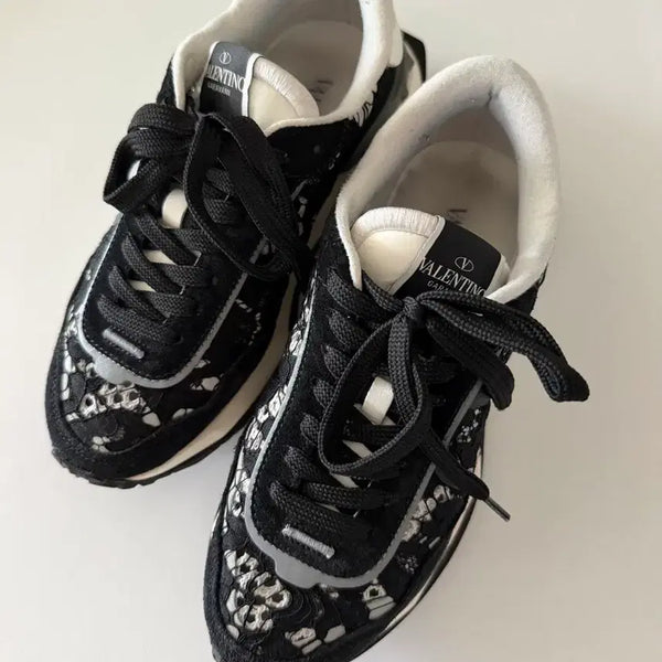 [BUNJANG] Valentino Lace Sneakers Black Size 36/230 / 발렌티노 레이스 스니커스 36 230