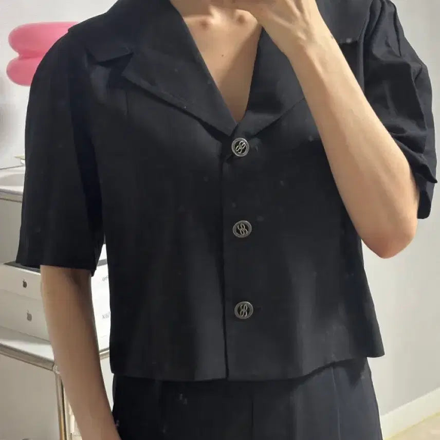 [BUNJANG] Jikot Sailor Collar Black Jacket Rayon Linen Size 55 / 지컷 세일러카라 블랙 자켓 레이온 린넨 55 경조사 등등