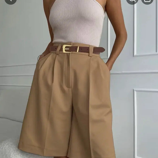 [BUNJANG] Beige Pintuck Shorts (Size S) / 베이지 핀턱 반바지 S사이즈 모던한 디자인