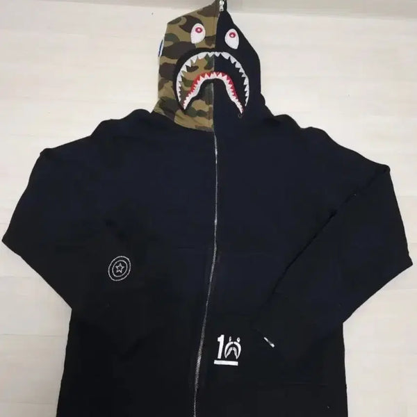 [BUNJANG] BAPE Shark Full Zip Hoodie Black Camo / 베이프 샤크 후드 집업 블랙 카모
