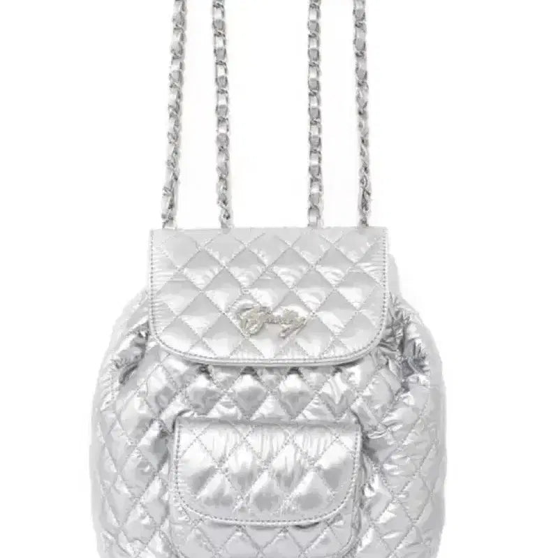 [BUNJANG] Curiti Quilting Silver Backpack / 큐리티 퀄팅 실버 백팩