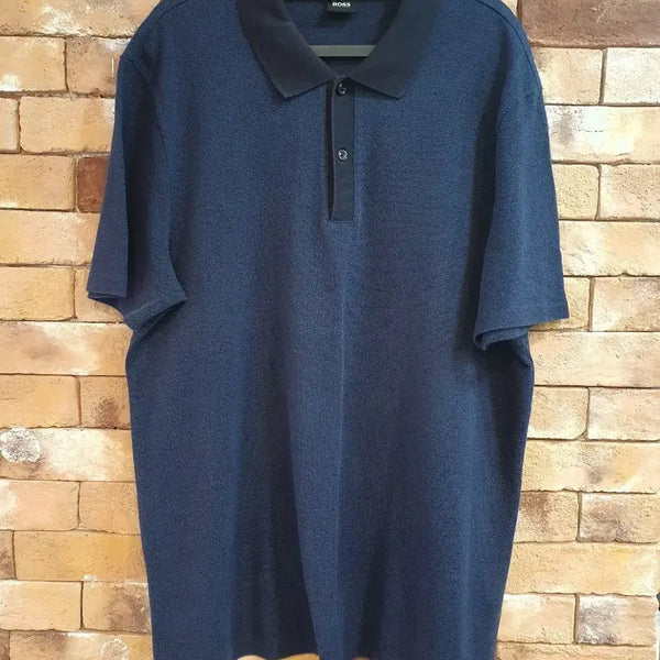 [BUNJANG] BOSS Men's Navy Short-Sleeve Polo T-Shirt / BOSS 남성 카라 반팔 티셔츠 네이비