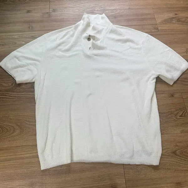[BUNJANG] TOPTEN White Short Sleeve Polo Knit 115 / 탑텐 화이트 반팔 카라 니트 115