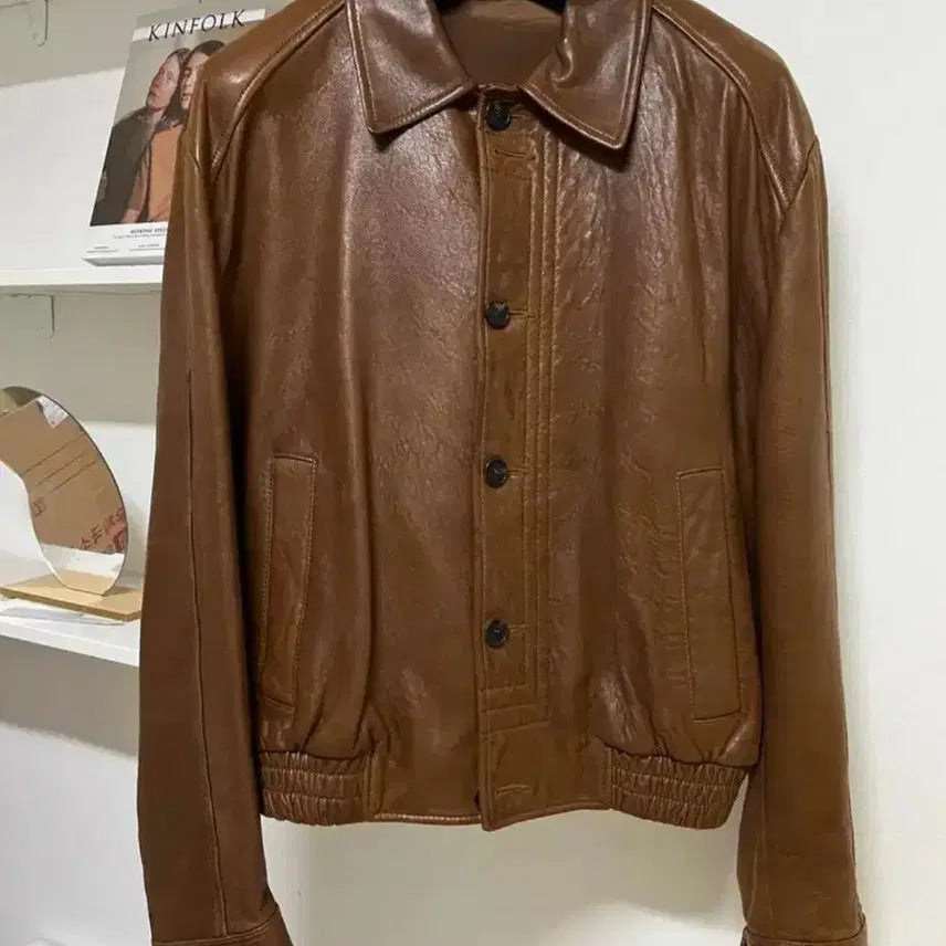 [BUNJANG] STU Header Leather Jacket Brown L / STU헤더가죽자켓L