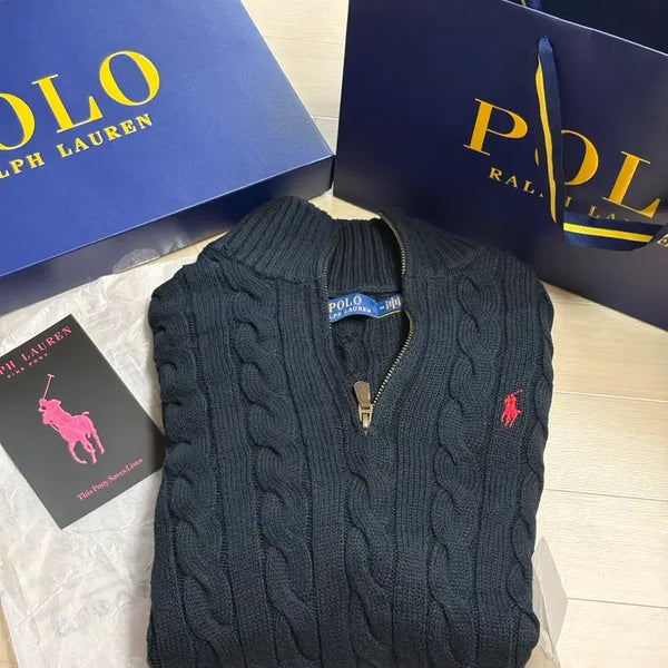 [BUNJANG] Polo Ralph Lauren Cable Knit Cotton Sweater Navy M / 폴로 랄프로렌 케이블 니트 코튼 스웨터 네이비 M