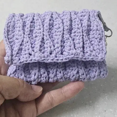 [BUNJANG] Hand-knitted Lavender Knit Card Holder / 라벤더색상 니트 카드지갑