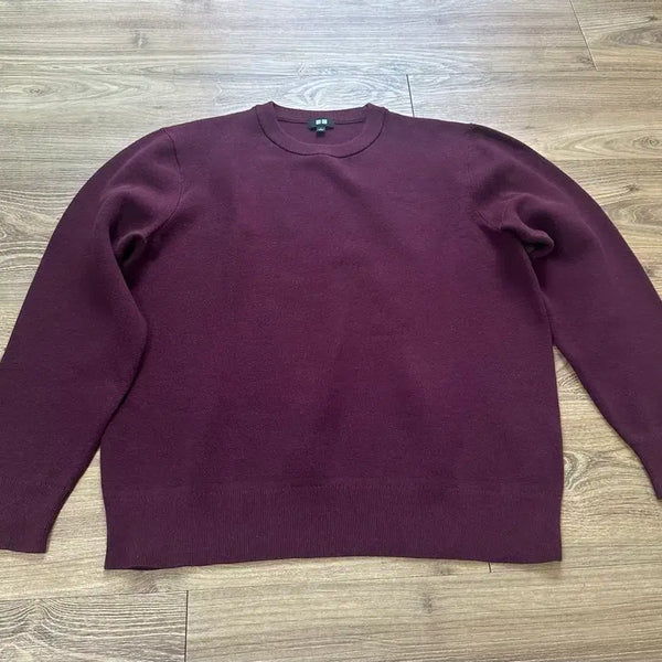 [BUNJANG] Uniqlo Washable Milano Rib Crew Neck Sweater Burgundy / 유니클로 워셔블 밀라노 립 크루넥 스웨터 버건디