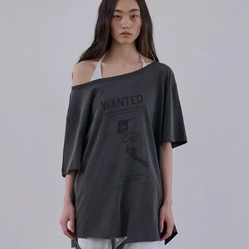 [BUNJANG] ODESS Vintage Ashy Boxy T-Shirt Charcoal / 오데스 빈티지 애심 박시 티 - 차콜
