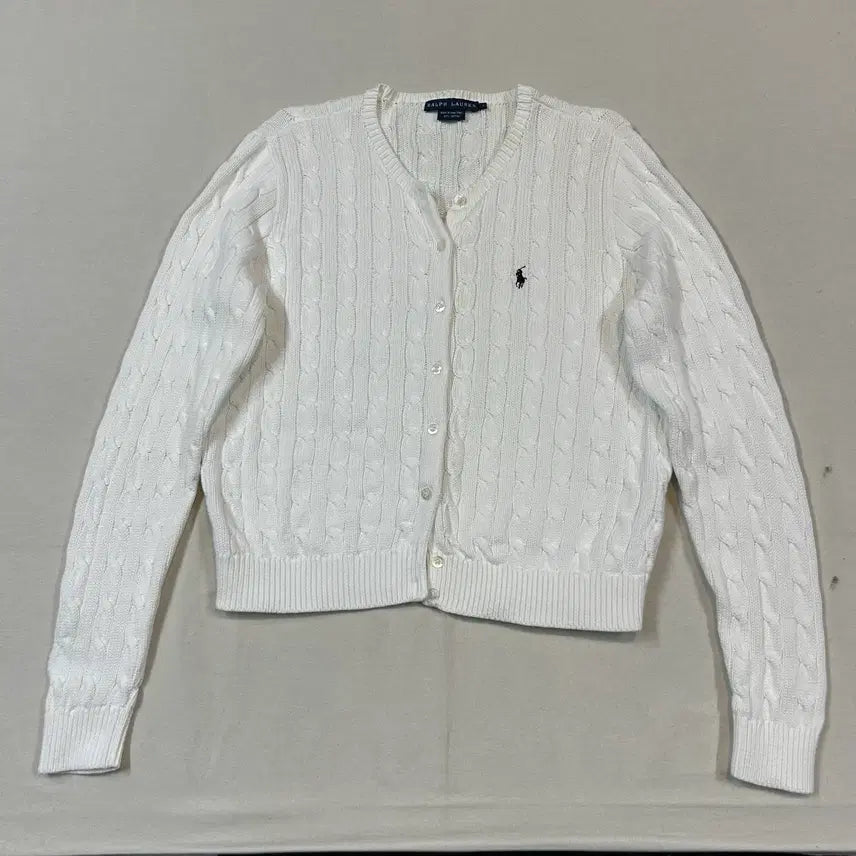 [BUNJANG] Polo Ralph Lauren Cotton Cable Knit Cardigan White L / L) 폴로 랄프로렌 코튼 케이블 꽈배기 가디건 화이트 E75