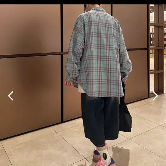 [BUNJANG] Mint Check Oversized Shirt (Unisex) / 민트체크 오버핏셔츠(남여공용)
