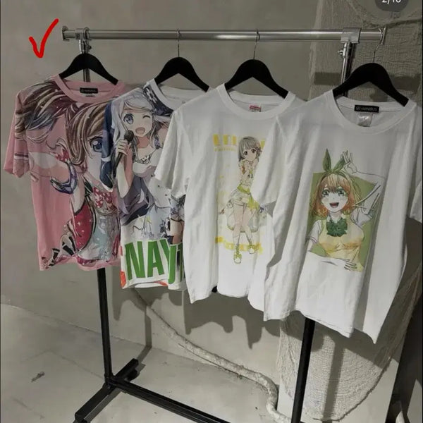 [BUNJANG] Bandori Love Live! Character Pink T-Shirt / 데스라이즈 뱅드림 러브라이즈 캐릭터 핑크 티셔츠