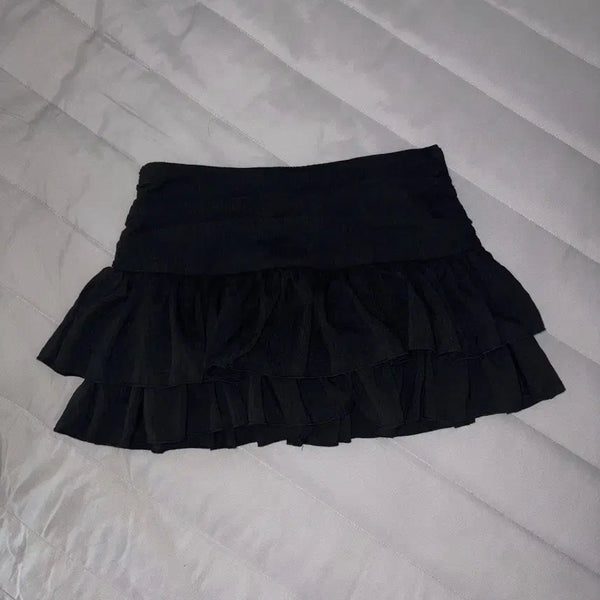 [BUNJANG] Brandy Melville Black Frill Mini Skirt / 브렌드멜빌깔 블랙 프릴 스커트