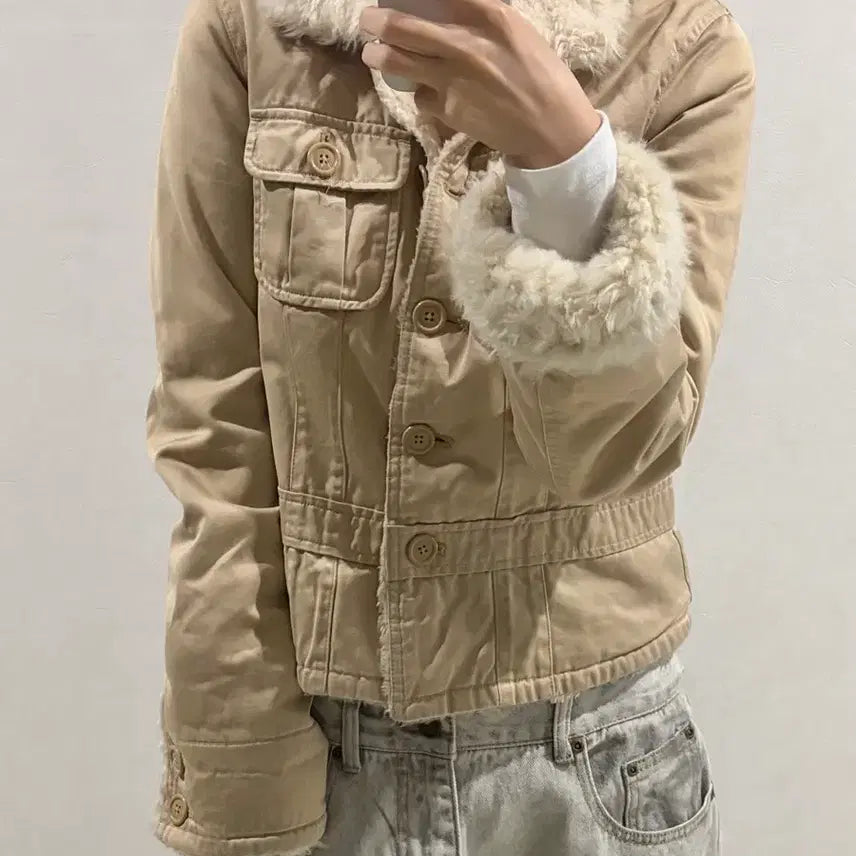 [BUNJANG] Abercrombie Sherpa Fleece Lined Jacket / 아베크롬비 y2k 쉐르파 퍼카라 자켓