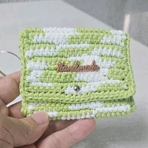 [BUNJANG] Handmade Crochet Wallet - Lime & White / 코바늘 지갑 라임 화이트