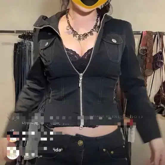 [BUNJANG] Death Rise Cubin Y2K Punk Fitted Shirring Jacket / 데스라이즈 큐빈 샵오공이 y2k 펑크 딱붙 셔링 자켓