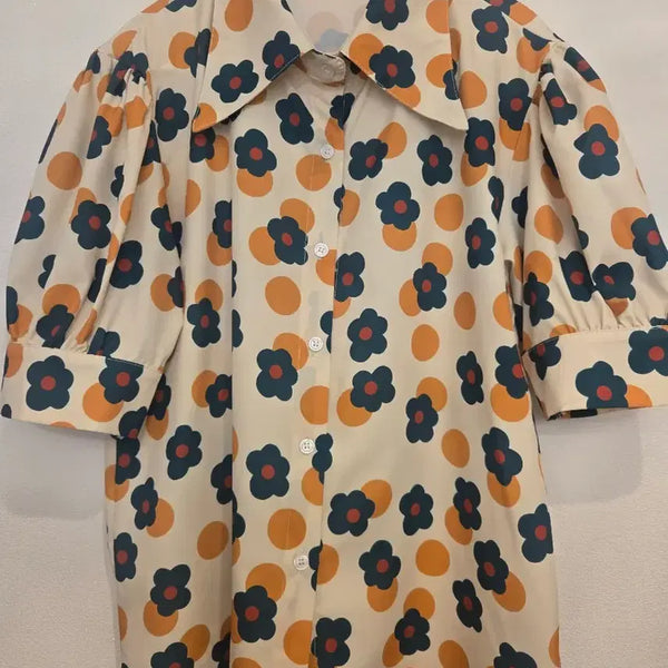 [BUNJANG] FOCUS Flower Pattern Shirt Blouse / FOCUS 플라워 패턴 셔츠 블라우스