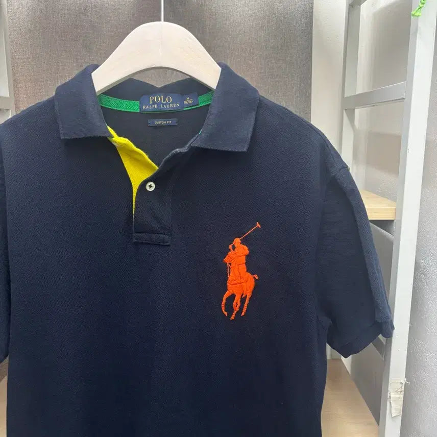 [BUNJANG] Polo Ralph Lauren Big Pony Navy Short Sleeve Polo Shirt / 폴로 랄프로렌 빅포이 네이비 반팔 카라티 오렌지