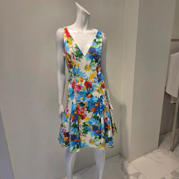 [BUNJANG] Polo Ralph Lauren Floral V-Neck A-Line Dress / POLO 폴로 랄프로렌 플로럴 브이넥 A라인 원피스[새상품/급처/55]