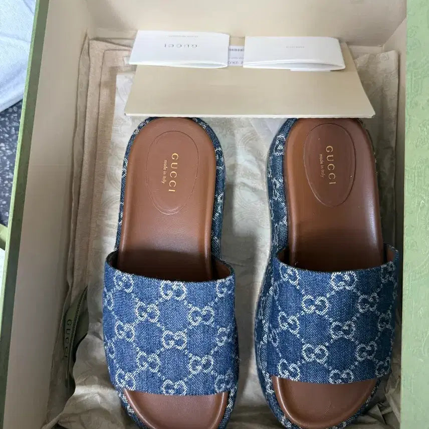 [BUNJANG] Gucci Denim Platform Wedge Slippers / 구찌슬리퍼