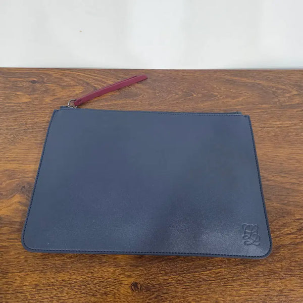 [BUNJANG] Louis Quatorze Navy Leather Clutch / 루이까또즈 네이비 가죽 클러치