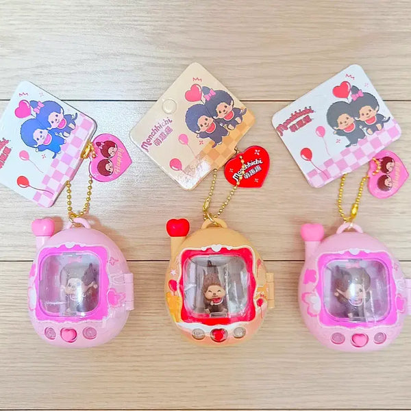 [BUNJANG] Monchhichi Tamagotchi Keychain - Pink / Beige / 몬치치 다마고치 키링 핑크/베이지 팝니다~