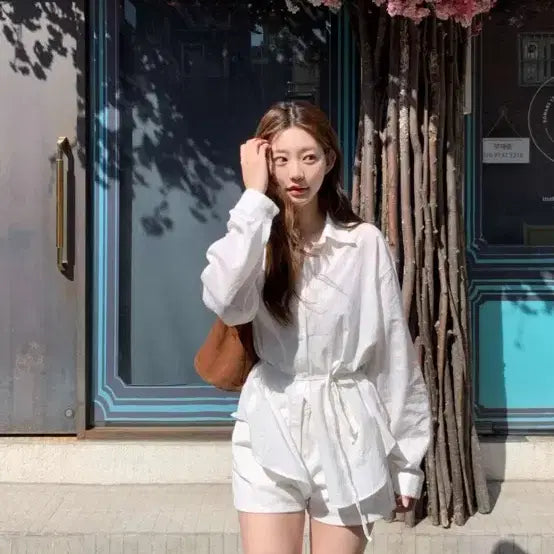 [BUNJANG] JeniO Ribbon Boyfriend Shirt White / 제니오 리본 보이프렌드 셔츠 화이트