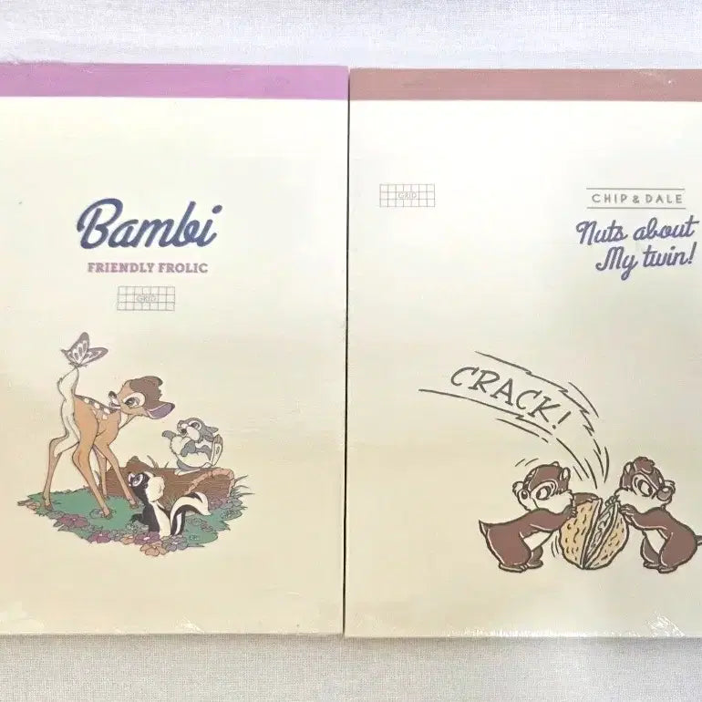 [BUNJANG] Disney Bambi & Chip 'n' Dale A5 Notepads (Sealed) / (미개봉) 디즈니 밤비 & 칩앤데일 A5 노트패드